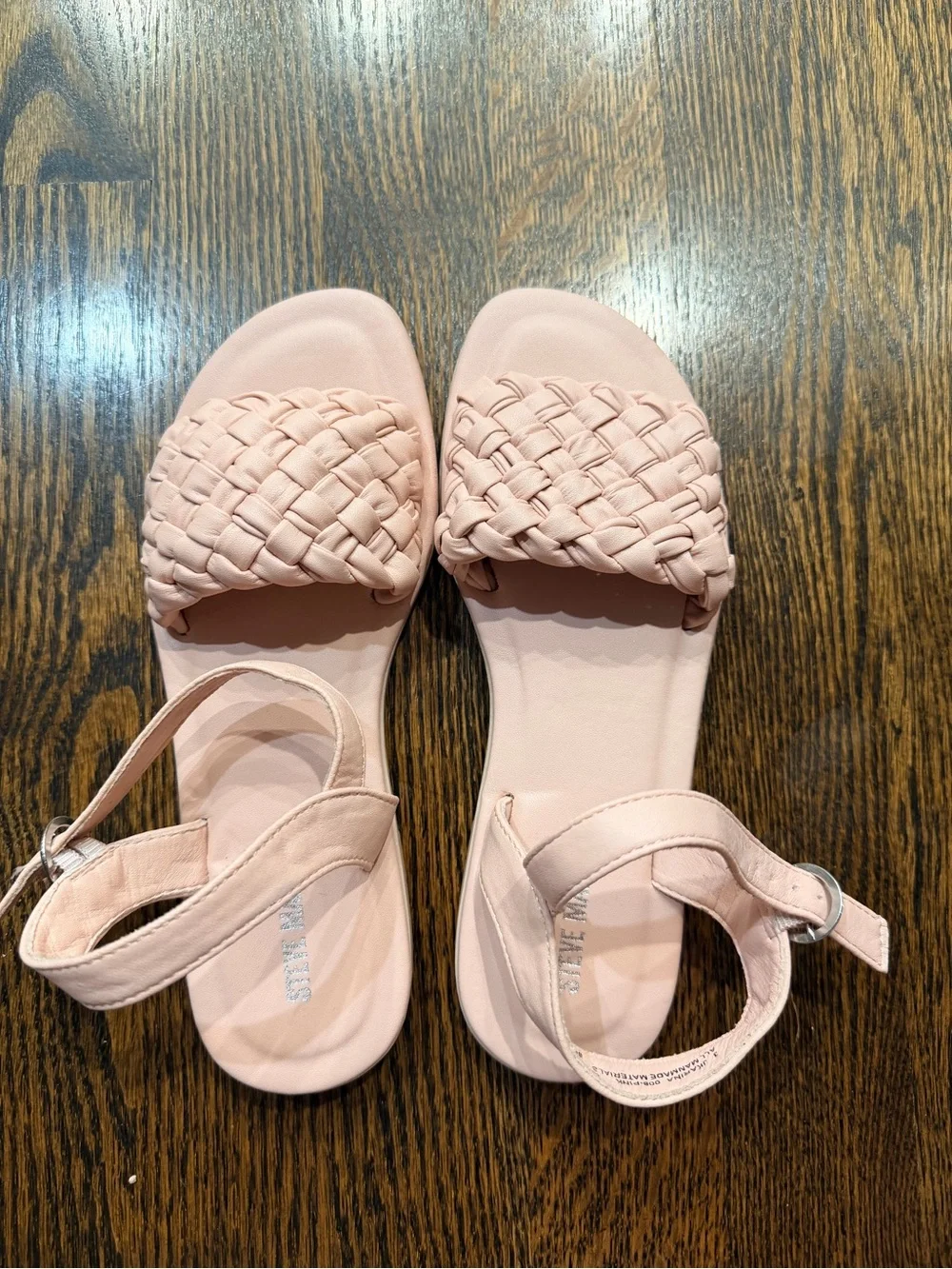 Steve Madden Pink Woven Strap Ankle Sandals